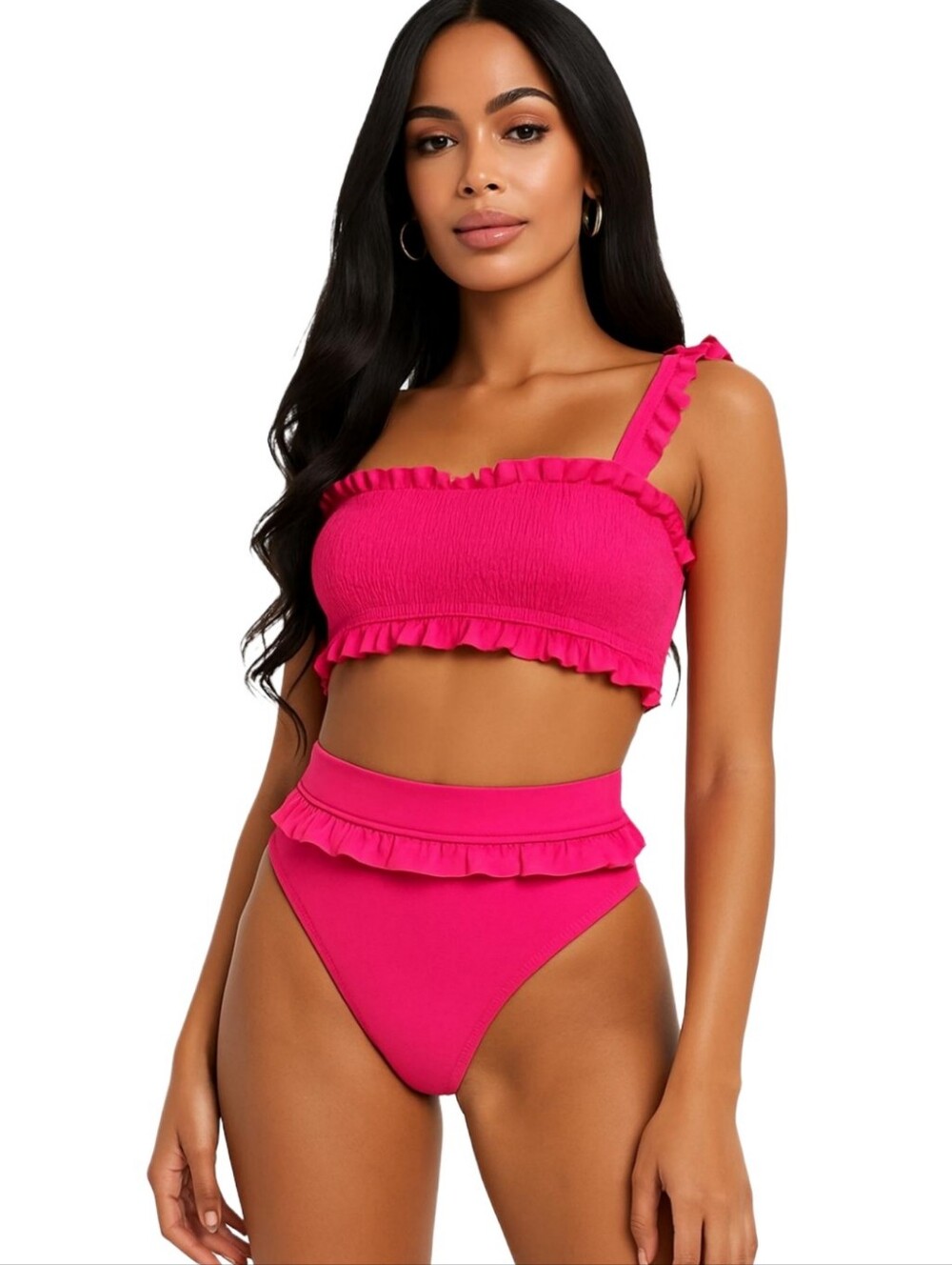 ASOS Unique21 Shirred Pink Bikini Set